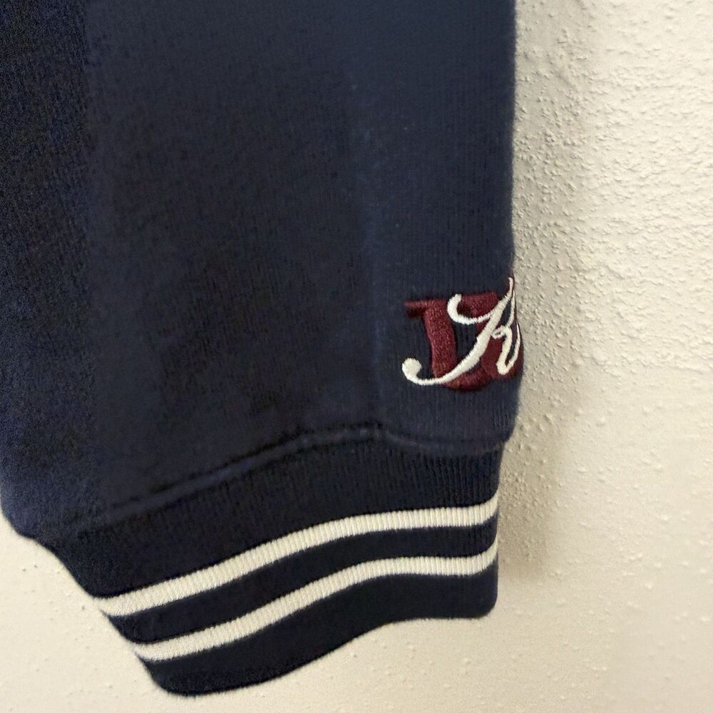 Kith x Wilson Cropped Sweatshirt Quarter Zip Pullover Womens Sz Medium Navy Blue - Picture 4 of 14